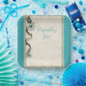 ヴィンテージ冬のスノーフレークリボンダマスクティール（緑がかった色） ペーパープレート (パーティー)