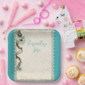 ヴィンテージ冬のスノーフレークリボンダマスクティール（緑がかった色） ペーパープレート (パーティー)