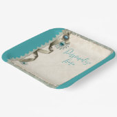 ヴィンテージ冬のスノーフレークリボンダマスクティール（緑がかった色） ペーパープレート (傾斜あり)