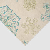 ヴィンテージ冬のスノーフレーク素朴なパターンクリームブルー 薄葉紙 (詳細)