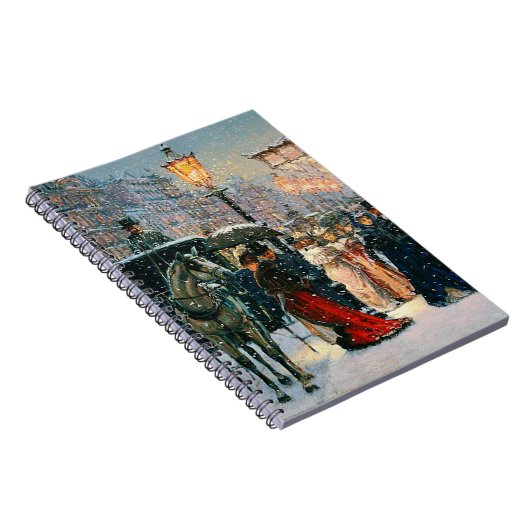 ヴィンテージ冬のパリのシーンクリスマスプレゼント ノートブック (右側)