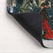 ヴィンテージ冬のパリのシーンクリスマスプレゼント マウスパッド (コーナー)