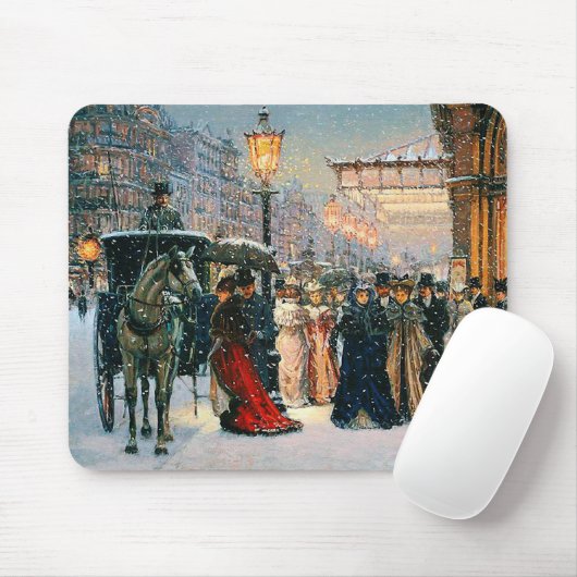 ヴィンテージ冬のパリのシーンクリスマスプレゼント マウスパッド (マウス)