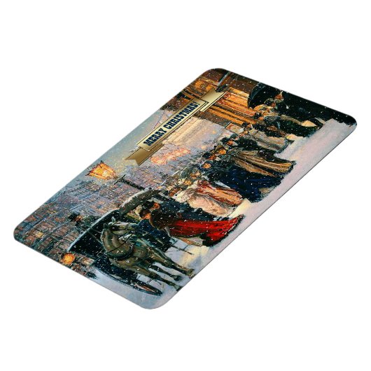 ヴィンテージ冬のパリのシーンクリスマスプレゼント マグネット (左側)