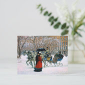 ヴィンテージ冬のパリのシーンクリスマス シーズンポストカード (スタンド正面)