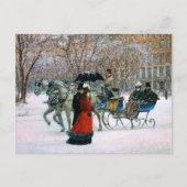 ヴィンテージ冬のパリのシーンクリスマス シーズンポストカード (正面)