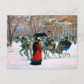 ヴィンテージ冬のパリのシーンクリスマス シーズンポストカード (正面)