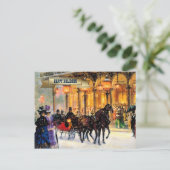 ヴィンテージ冬のパリのシーンクリスマス シーズンポストカード (スタンド正面)