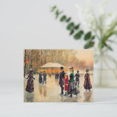 ヴィンテージ冬のパリのシーンクリスマス シーズンポストカード (スタンド正面)