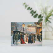 ヴィンテージ冬のパリのシーンクリスマス シーズンポストカード (スタンド正面)