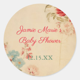 ヴィンテージ冬のフローラクリスマスベビーシャワー ラウンドシール