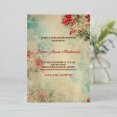 ヴィンテージ冬のフローラクリスマスベビーシャワー 箔招待状 (立ち正面)