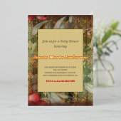 ヴィンテージ冬のフローラクリスマスベビーシャワー 箔招待状 (立ち正面)