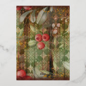 ヴィンテージ冬のフローラクリスマスベビーシャワー 箔招待状 (裏面)