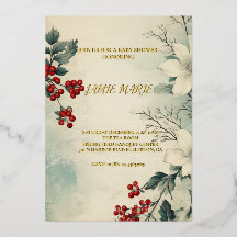 ヴィンテージ冬のフローラクリスマスベビーシャワー