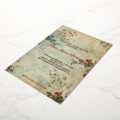 ヴィンテージ冬のフローラクリスマスベビーシャワー 箔招待状 (回転した状態)