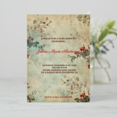 ヴィンテージ冬のフローラクリスマスベビーシャワー 箔招待状 (立ち正面)