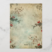 ヴィンテージ冬のフローラクリスマスベビーシャワー 箔招待状 (裏面)