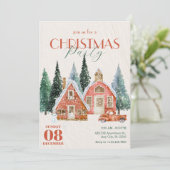 ヴィンテージ冬のワンダーランドのクリスマス 招待状 (スタンド正面)