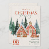 ヴィンテージ冬のワンダーランドのクリスマス 招待状 (正面/裏面)