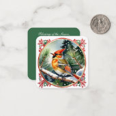 ヴィンテージ冬のワンダーランド：（鳥）ショウジョウコウカンチョウクリスマス ノートカード (正面/裏面インサイチュ)