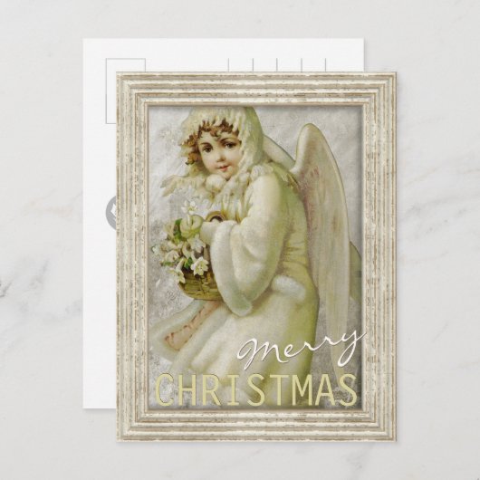 ヴィンテージ冬の天使CC0616クリスマスポストカード シーズンポストカード (正面/裏面)