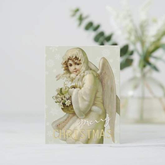ヴィンテージ冬の天使CC0621クリスマスポストカード シーズンポストカード (スタンド正面)