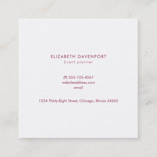 ヴィンテージ冬の教会のシーンとクリスマスリース スクエア名刺 (裏面)