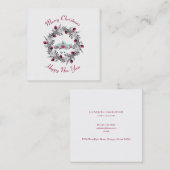 ヴィンテージ冬の教会のシーンとクリスマスリース スクエア名刺 (正面/裏面)