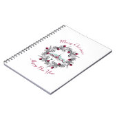 ヴィンテージ冬の教会のシーンとクリスマスリース ノートブック (左側)