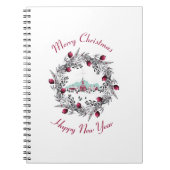 ヴィンテージ冬の教会のシーンとクリスマスリース ノートブック (正面)