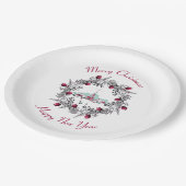 ヴィンテージ冬の教会のシーンとクリスマスリース ペーパープレート (アングル)