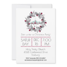 ヴィンテージ冬の教会のシーンとクリスマスリース