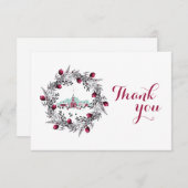 ヴィンテージ冬の教会のシーンとクリスマスリース 招待状 (正面/裏面)