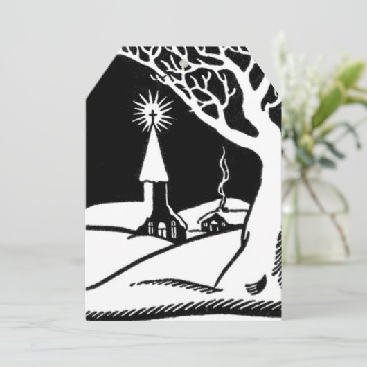 ヴィンテージ冬の教会 5"X7" ギフトタグ (スタンド正面)