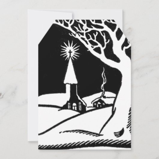 ヴィンテージ冬の教会 5"X7" ギフトタグ (正面)