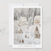 ヴィンテージ冬の村のクリスマス ホリデー カード (正面)