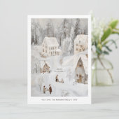ヴィンテージ冬の村のクリスマス ホリデー カード (スタンド正面)