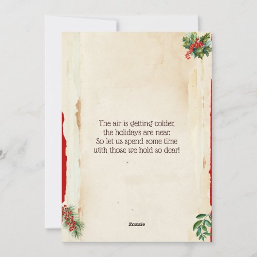 ヴィンテージ冬の果実ボタニカルメリークリスマス シーズンカード (裏面)