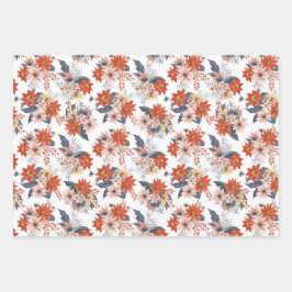 ヴィンテージ冬の植物のパターンセットクリスマス ラッピングペーパーシート