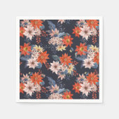 ヴィンテージ冬の植物パターンクリスマス スタンダードカクテルナプキン (正面)