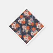 ヴィンテージ冬の植物パターンクリスマス スタンダードカクテルナプキン (角)