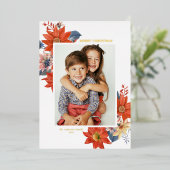 ヴィンテージ冬の植物フォトメリークリスマス 箔シーズンカード (立ち正面)