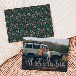 ヴィンテージ冬の植物学メリークリスマスフォト シーズンカード