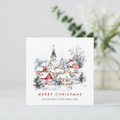 ヴィンテージ冬の町のクリスマス企業の シーズンカード (スタンド正面)