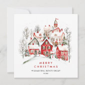ヴィンテージ冬の町のクリスマス企業の シーズンカード (正面)