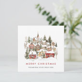 ヴィンテージ冬の町 クリスマスツリー 法人 シーズンカード (スタンド正面)