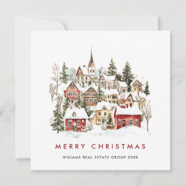 ヴィンテージ冬の町 クリスマスツリー 法人 シーズンカード
