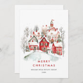 ヴィンテージ冬の町 クリスマスツリー 法人 シーズンカード (正面/裏面)