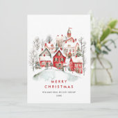 ヴィンテージ冬の町 クリスマスツリー 法人 シーズンカード (スタンド正面)